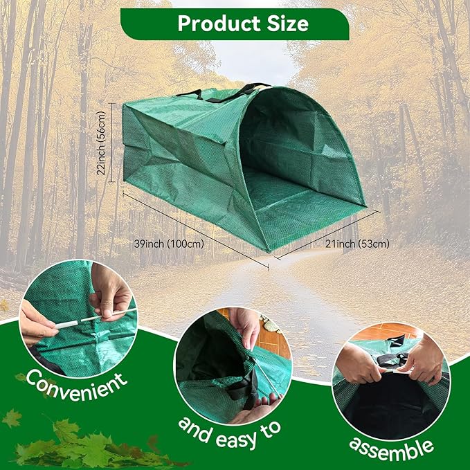 53 Gallon Leaf Collector,Large Yard Dustpan,Portable Pop Up Leaf Bags, Foldable Leaf Pick Up Tools,Reusable Yard Garden Bags for Leaves Lawn Trash(200L)