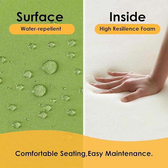 Outdoor Sunbrella Square Corner Seat Cushion, 18.5"x16"x3", Set of 4, Non Slip Seat Cushion Pads with Removable Cover for Patio Furniture, Garden Yard Lawn, Canvas Ginkgo