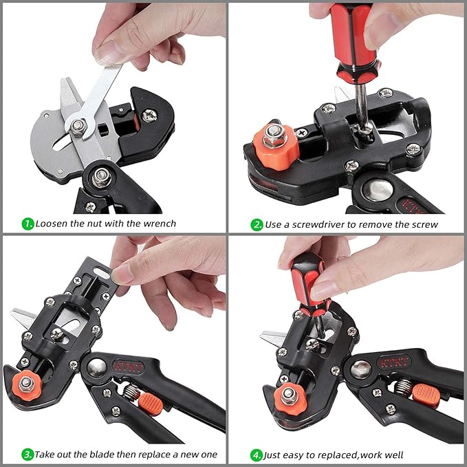 KTKT Grafting Tool Kit, Garden Pruner Tools, Perfect for Fruit Trees Grafting, Including Grafting Tapes, Grafting Knife & Replacement Blades