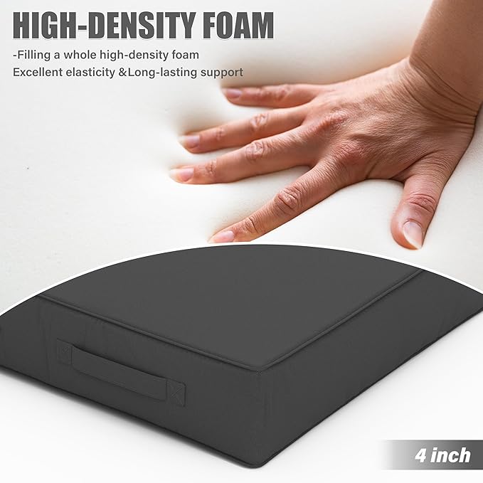 Patio Chair Cushions 22 X 22 X 4 Inch Waterproof Outdoor Seat Cushions for Patio Furniture, Outdoor Sofa Couch Pads with Ties & Handle, Set of 2, Grey