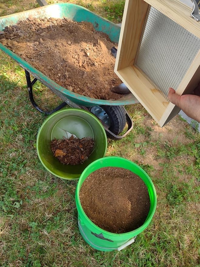 Wood Soil Sifter Metal Dirt Sifter Purpose Garden Sifter Rock Sifter Compost Sifter for Gardening (2 Pcs Sifter/Extension Boards)