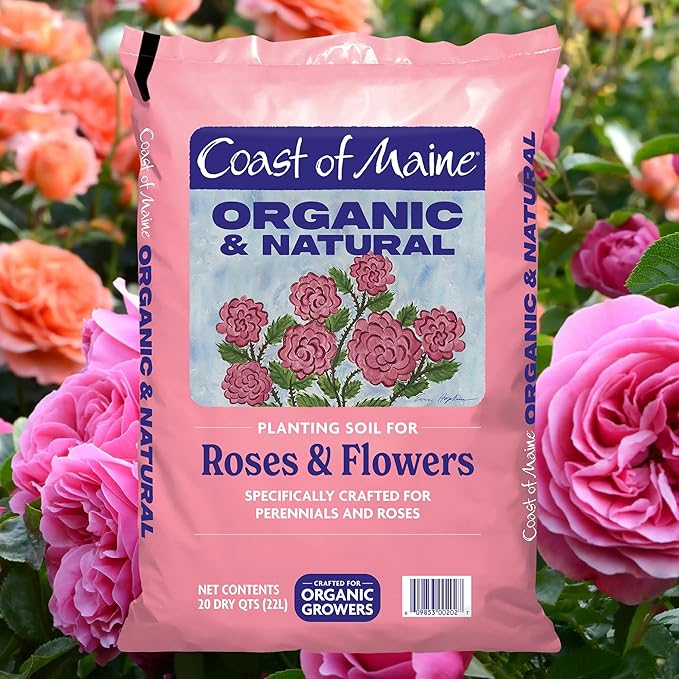 Coast of Maine Roses and Flowers, 20qt (Pack of 2) Organic and Natural Planting Soil for Roses, Annual and Perennial Flowers