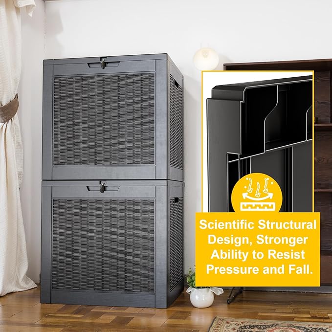 31 Gallon Outdoor Storage Box – Waterproof Deck Box for Garden & Patio,Black