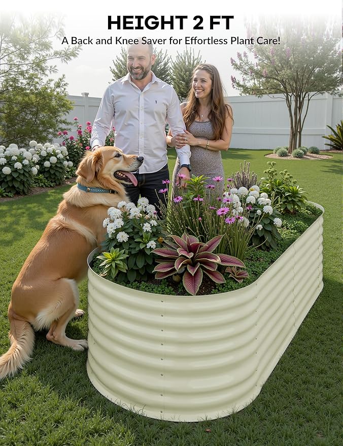 6x3x2 ft Raised Garden Bed,Galvanized Raised Planter Boxes Outdoor with Easy Assembly, Large Garden Bed for Vegetables, Fruits, Flower,Raised Garden Bed,Beige