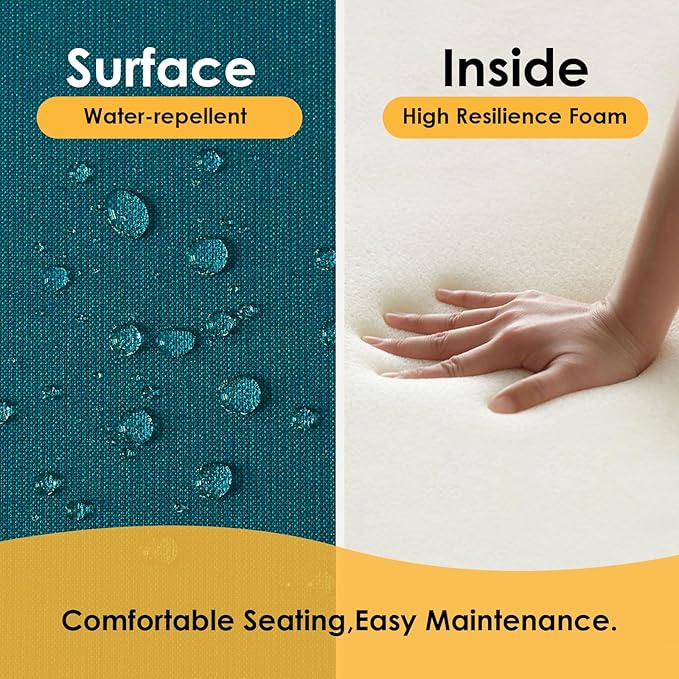 Outdoor Sunbrella Square Corner Seat Cushion, 19"x19"x3", Set of 4, Non Slip Seat Cushion Pads with Removable Cover for Patio Furniture, Garden Yard Lawn, Spectrum Peacock
