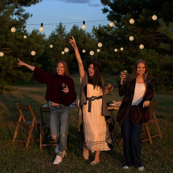 58FT Solar String Lights Waterproof with Remote, G40 LED Dimmable Globe Outdoor Lights for Patio with 27 Edison Vintage Shatterproof Bulbs, Connectable Backyard Lights for Bistro, Porch