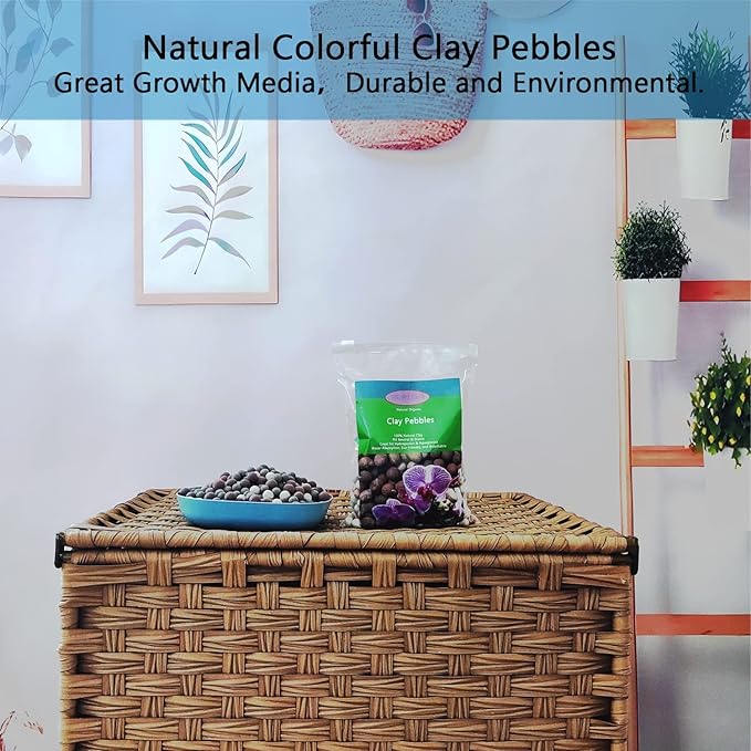 Natural Organic Colorful Leca Balls 5LBS for Plants, 8mm-10mm Ceramsite Clay Pebbles Indoor Potting Garden Soil for Orchid, Succulents, Hydroponics, Decoration, Drainage (5LBS, Primary Color, 1)