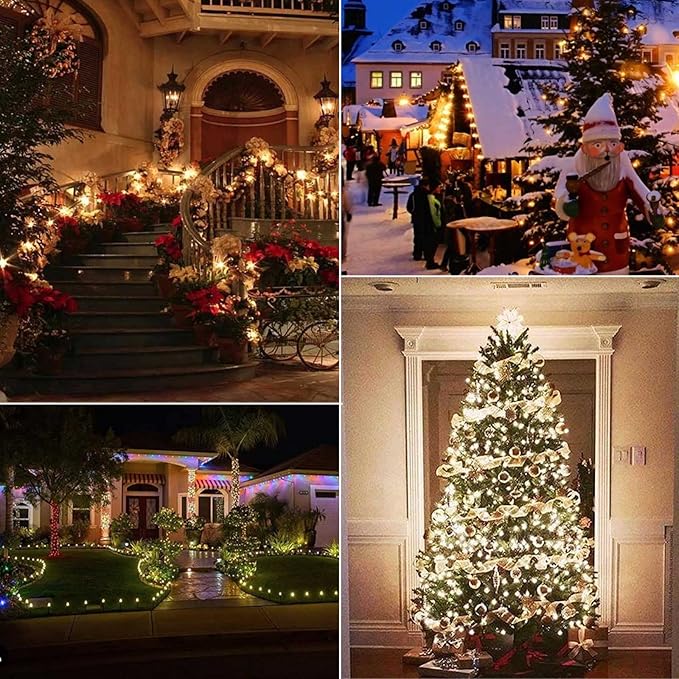 50FT C7 Clear LED Christmas String Lights Outdoor, Commercial Connectable Christmas Lights with 50+2 Bulbs(2 Spare), Hanging Christmas Tree Lights for Xmas Holiday Party Roofline Backyard Decor