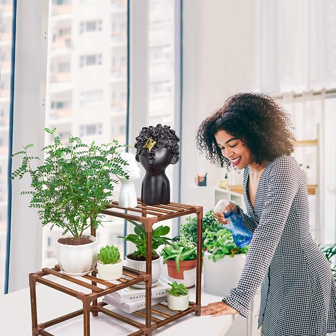 XXXFLOWER Plant Stand Indoor Outdoor 3 Tiers Wood Plant Shelf for Multiple Plants ,Large Plant Rack for Window Garden Balcony Patio Porch Living Room