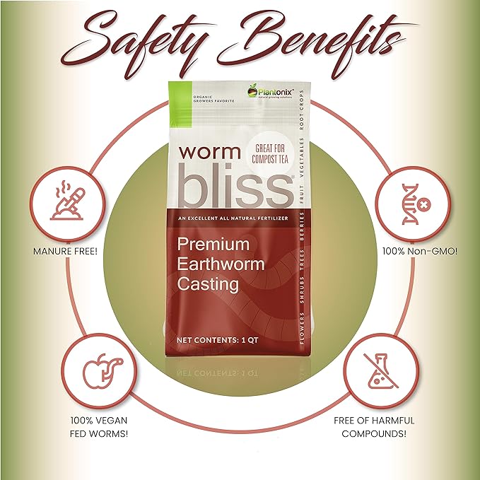 Worm Bliss (1 Qt) + Char Bliss (1 Qt) - OMRI-Listed Worm Castings & Organic Biochar for Plants - All Natural Worm Fertilizer for Plants - Biochar Soil Conditioner - Organic Worm Castings for Plants