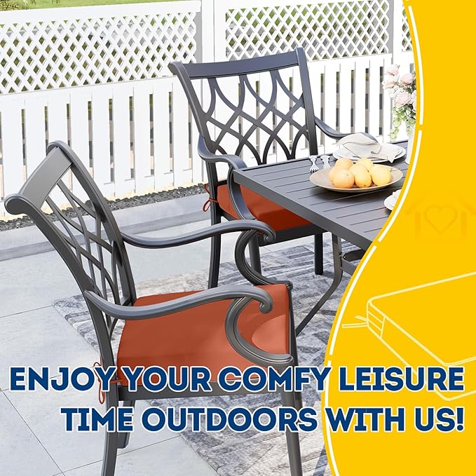 AAAAAcessories Outdoor Seat Cushions for Chairs, Waterproof, Fade-Resistant Patio Furniture Replacement Cushions, 18.5" x 16" x 3", Set of 2, Rust