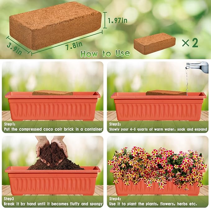 Legigo 2 Pack Premium Coco Coir Brick for Plants- 100% Organic Compressed Coconut Coir Bricks Starting Mix, Coco Coir Fiber Coconut Husk for Planting, Gardening, Potting Soil Substrate, Herbs
