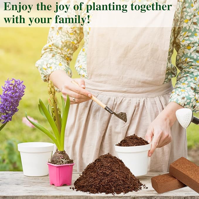 ZeeDix 5Pcs Premium Compressed Coco Coir Brick=12Gallons Coconut Coir Potting Soil for Planting, 7Lbs Coco Block with Low EC and pH Balance for Gardening Plants Flower Herbs and Vegetables