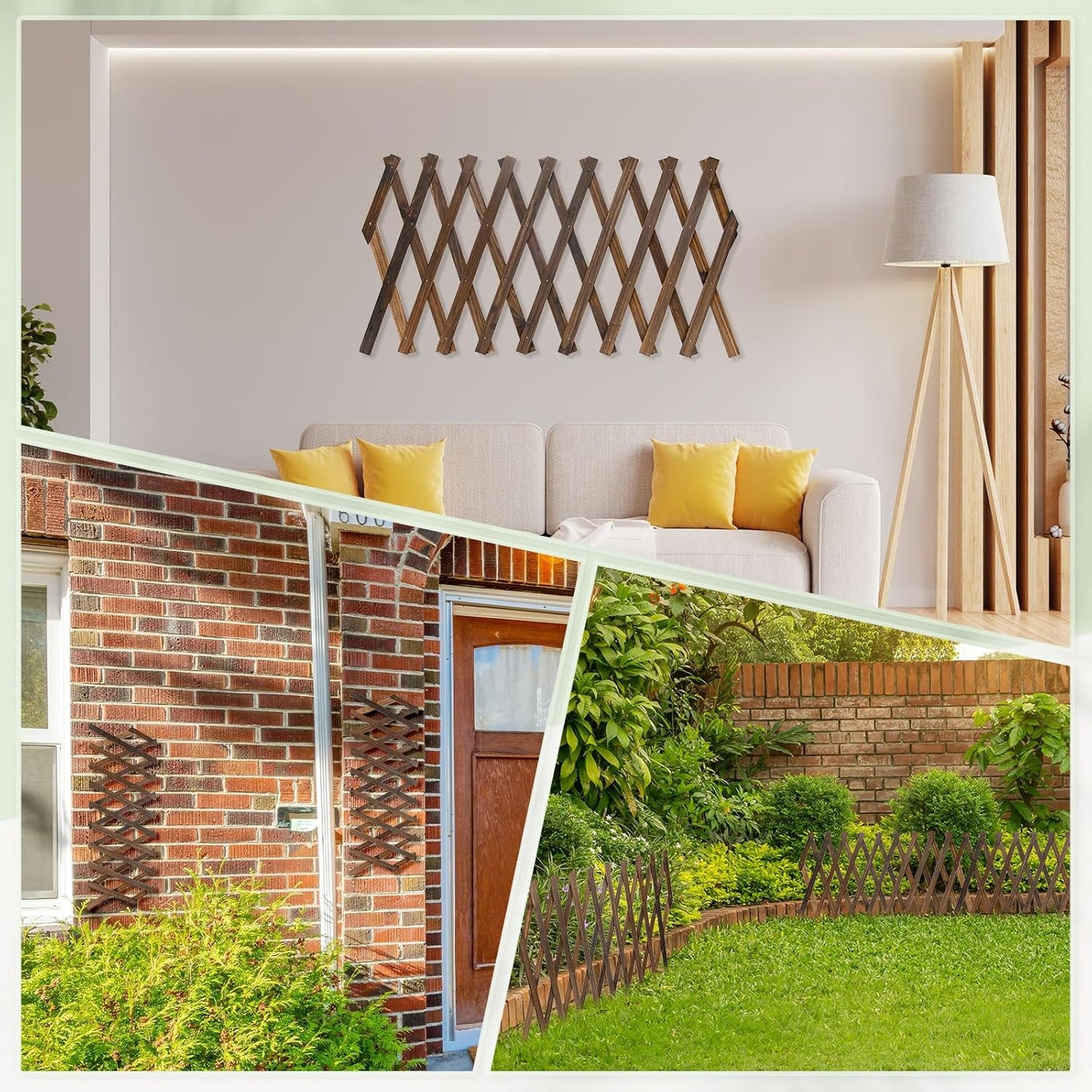 1-Pack Expandable Willow Trellis, 12" x 75" Wooden Lattice Panels Wall Fence for Outdoor Yard Climbing Plants Vine Balcony Patio Decor, Expandable Plant Support Trellis