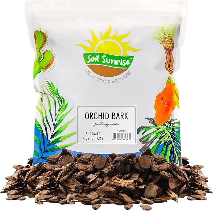 100% Organic Orchid Potting Bark (8 Quarts), All-Natural USA-Sourced Pine Bark Orchid Mix Additive