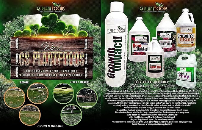Organic Kelp Fertilizer by GS Plant Foods - Omri Listed(1 Gallon) - Liquid Kelp Concentrate for Gardens, Lawns & Soil Yields 800+ gallons