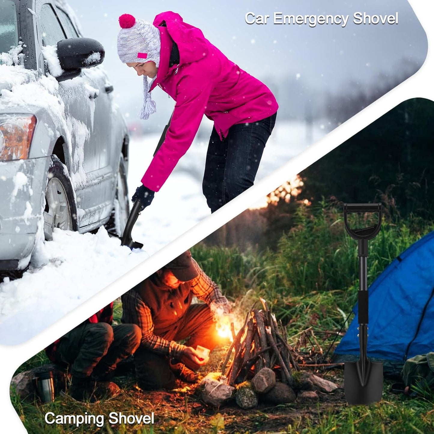 COCONUT 31 Inch Small Garden Shovel, Lightweight Metal Shovel with Black, Padded, Ergonomic D-Grip Handle for Digging, Planting, Camping, Kids, Beach, Garden