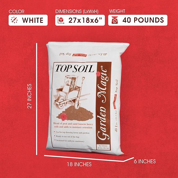 40 Pound Bag Garden Magic Organic Planting Potting Top Soil Blend Mix for Indoor and Outdoor Gardening and Landscapes, White