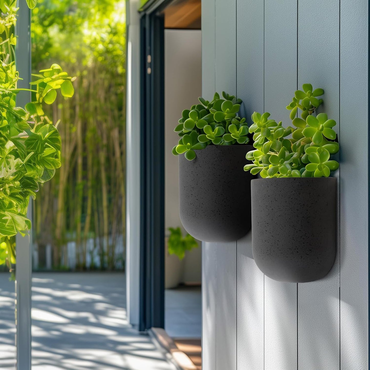 La Jolie Maison Wall Hanging Planters for Indoor Plants,Hanging Flower Pots for Air Plants Succulent, Set of 2, 5.7L*4.1W*6.5H, Concrete Gray