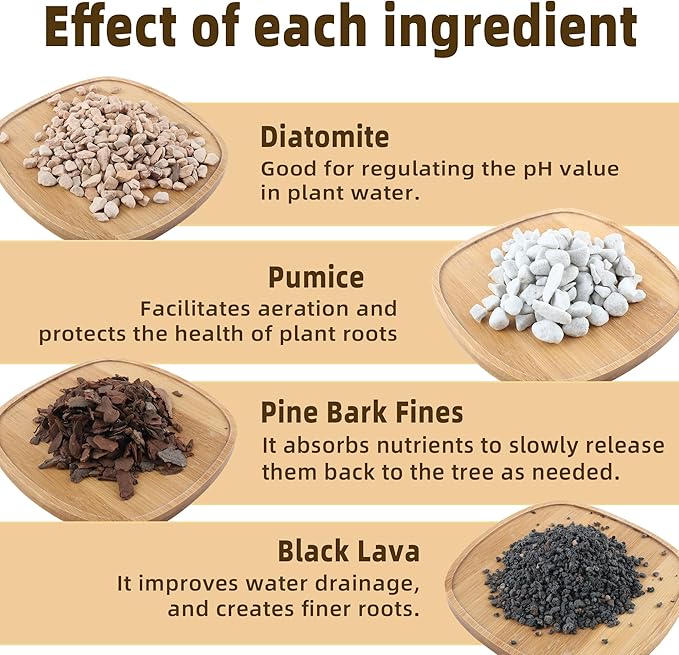 4 Quart Bonsai Soil Mix Lava,Pumice,Pine Bark and Calcined Rock, Natural Organic Mix for Potted PlantsâŠ