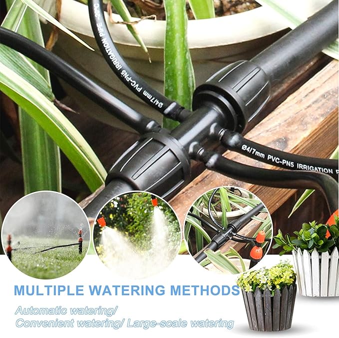 Kalolary Barbed Tee for 5/16β to 1/4β Irrigation Tube, 20PCS Anti-Drop Drip Irrigation Hose Fittings for 8/12mm 4/7mm PE Pipe Lock Female Connectors for Micro Spray Parts 6-Way Adapter Watering System