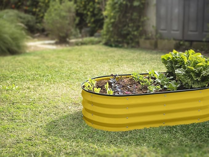 Galvanized Raised Garden Beds Outdoor // 4×2×1 ft (2-Pack) Planter Raised Beds for Gardening, Vegetables, Flowers (Yellow) // Large Metal Garden Box
