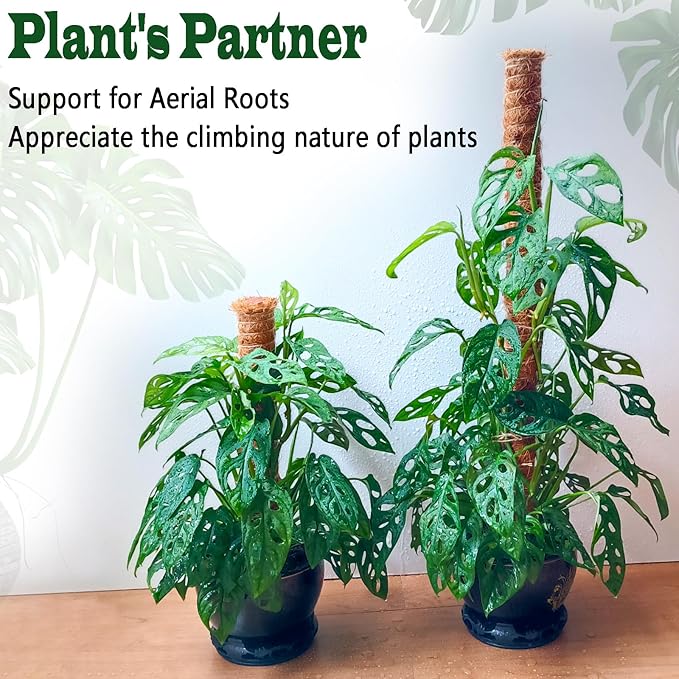 2 Pack 17 Inch Moss Pole, Stackable Moss Poles for Climbing Plants Monstera, Tall Plant Sticks Accessories, Large Coir Plant Support Stakes for Potted Plants Indoor, Pothos, Philodendron