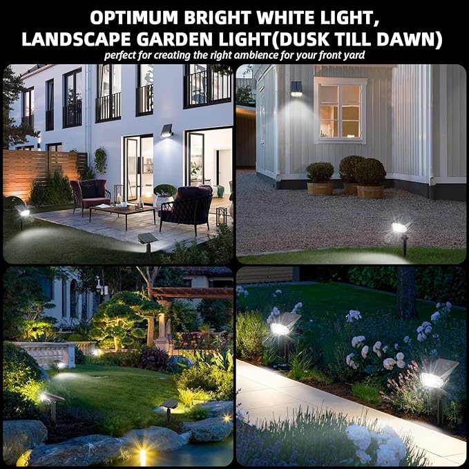 Solar Spot Lights Outdoor,IP65 Waterproof 40 LEDs Solar Landscape Spotlights,USB & Solar Powered Wall Lights,3 Modes Outdoor Solar Garden Lights Outdoor In-Ground Lights for Yard Porch 4 Pack