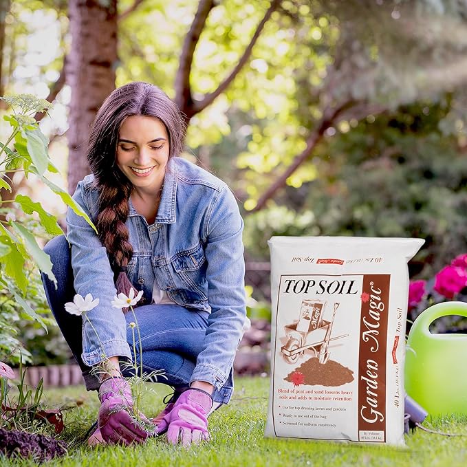 40 Pound Bag Garden Magic Organic Planting Potting Top Soil Blend Mix for Indoor and Outdoor Gardening and Landscapes, White
