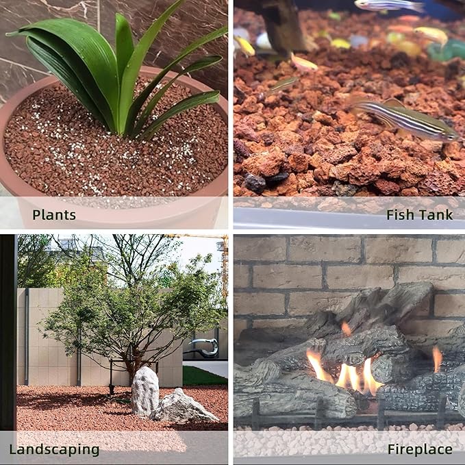 2.4LB Red Lava Rocks for Plants, Volcanic Rock Horticultural Lava Rock Soil for Landscaping Plants Drainage, Small Lava Rock Gravel for Succulents, Bonsai, Vase Fillers, Terrarium Plants, Top Dressing