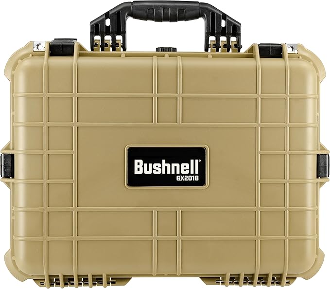Bushnell 20 Inch Large Waterproof Hard Camera Case For Binoculars, Optics, Equipment, Shock Proof, and TSA Ready (Tan)