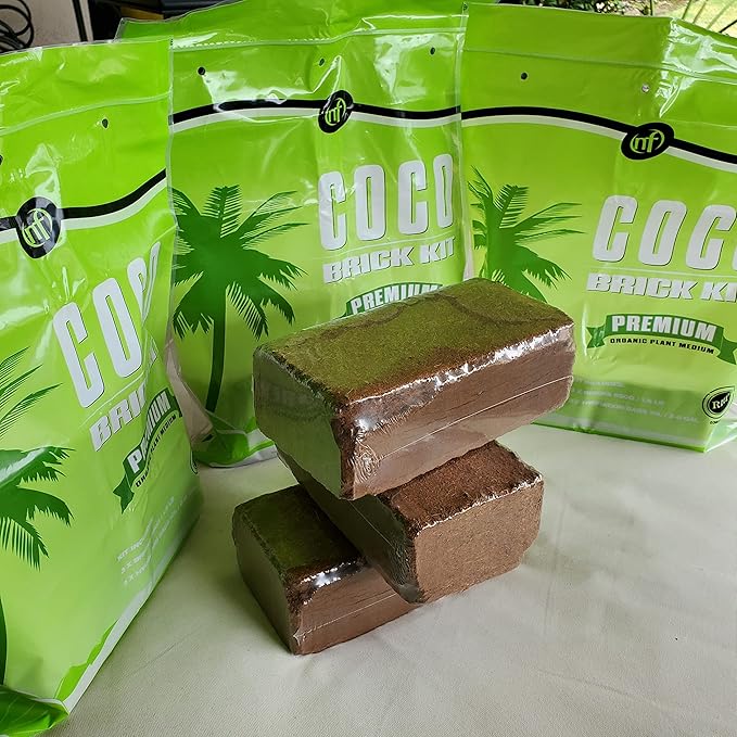 Coco Coir Brick Organic Coconut Coir 3 Coco Fiber Compressed Blocks 850g Each, Low EC Buffered w/Calcium RHP Quality Pot Soil Indoor Outdoor Flower/Vegetable Garden Seed Starter Micro Greens - 5.7 lbs