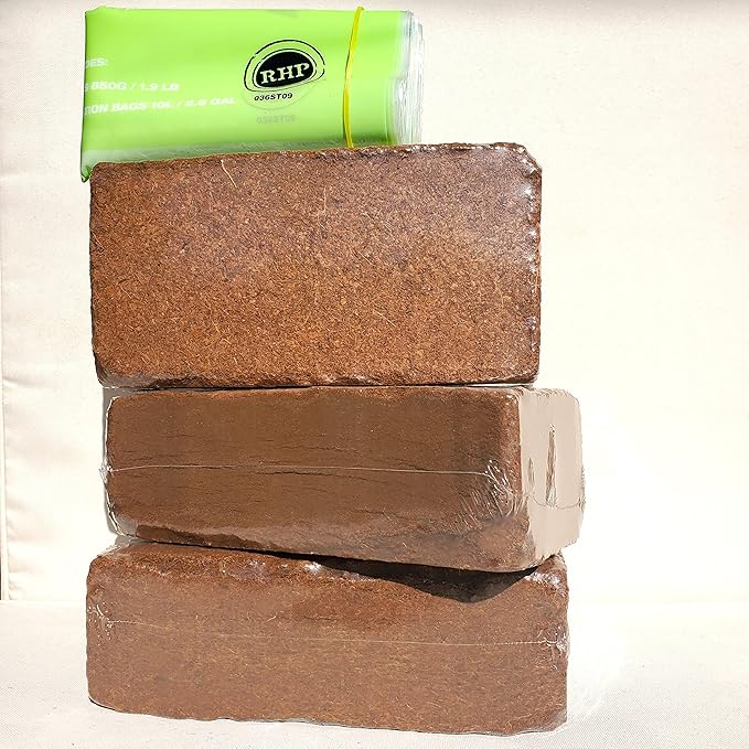 Coco Coir Brick Organic Coconut Coir 3 Coco Fiber Compressed Blocks 850g Each, Low EC Buffered w/Calcium RHP Quality Pot Soil Indoor Outdoor Flower/Vegetable Garden Seed Starter Micro Greens - 5.7 lbs