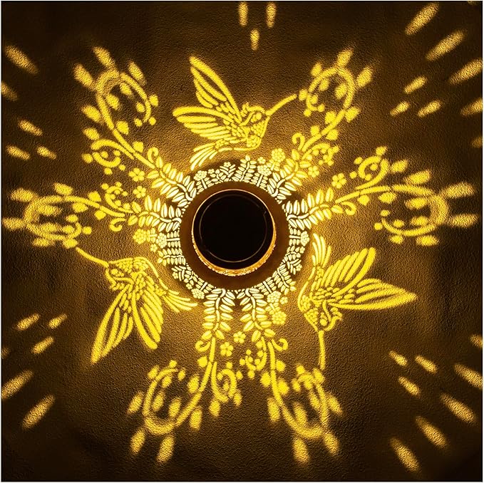 2 Pack Hummingbird Solar Lanterns Outdoor Waterproof Hanging Solar Lights Hummingbird Gifts for Women Men Metal Decorative LED Lights for Garden Decor,Yard,Patio,Lawn,Tabletop,Pathway,Landscape