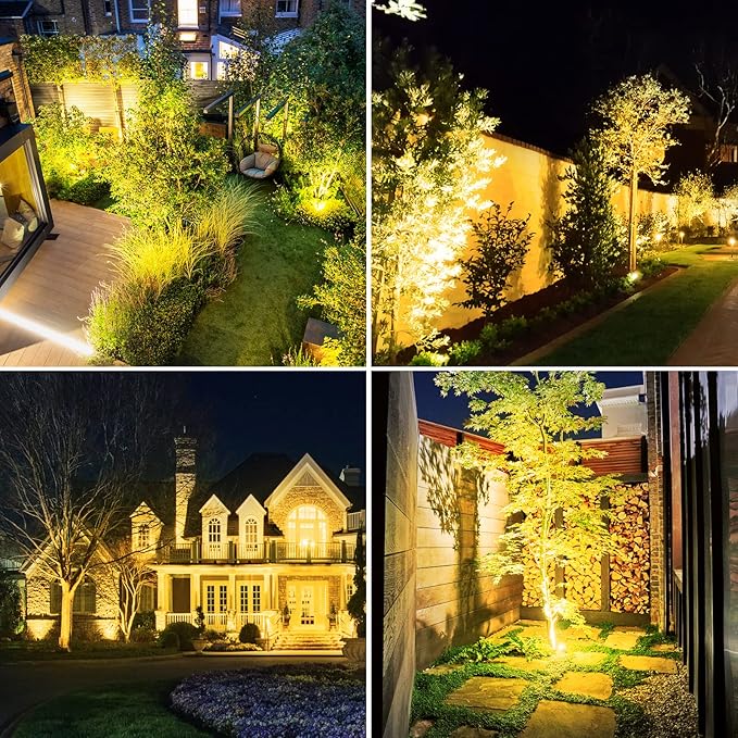 2W Solar Spotlights,T-SUNRISE IP65 Waterproof Outdoor Solar Lights Landscape Lighting Wall Light Auto On/ Off with 2 Warm White Dual Spot Headlamp for Tree,Patio, Yard, Garden