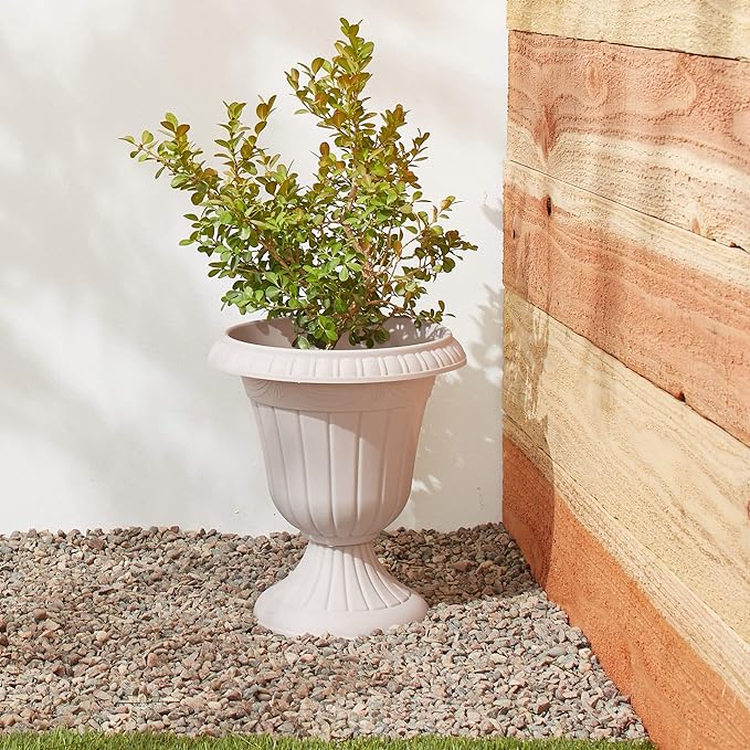 PL20TP Classic Traditional Plastic Urn Planter Indoor/Outdoor, 10" x 12", Taupe