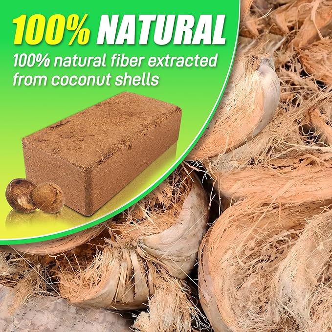 Coco Coir Brick for Plants- 6 Pack Premium 100% Organic Peat Moss Mix with Low EC & pH Balance, Fiber Coconut Husk for Planting, Gardening, Potting Soil Substrate