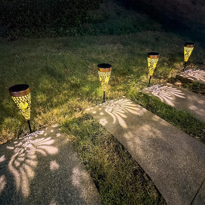 4-Pack Hummingbird Outdoor Decor Solar Pathway Lights, Metal Landscape Lighting for Outside Use: Patio, Yard, Lawn, Backyard, Walkway, Driveway – Gifts for Women, Mother, Grandmother