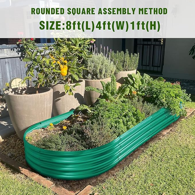 Land Guard 8×4×1 ft Green Raised Garden Bed, Vego Garden Raised Bed, Above Ground Flower Bed for Vegetables, Flowers, Herbs(Green)…