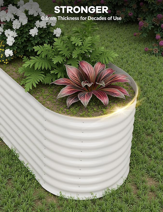 2 Pcs Raised Garden Beds Outdoor 8x2x2ft - Galvanized Steel Planter Box for Vegetables, Flowers, Rust-Resistant Garden Box, Easy Assembly Raised Beds, Durable Planters for Outdoor Plants, Beige