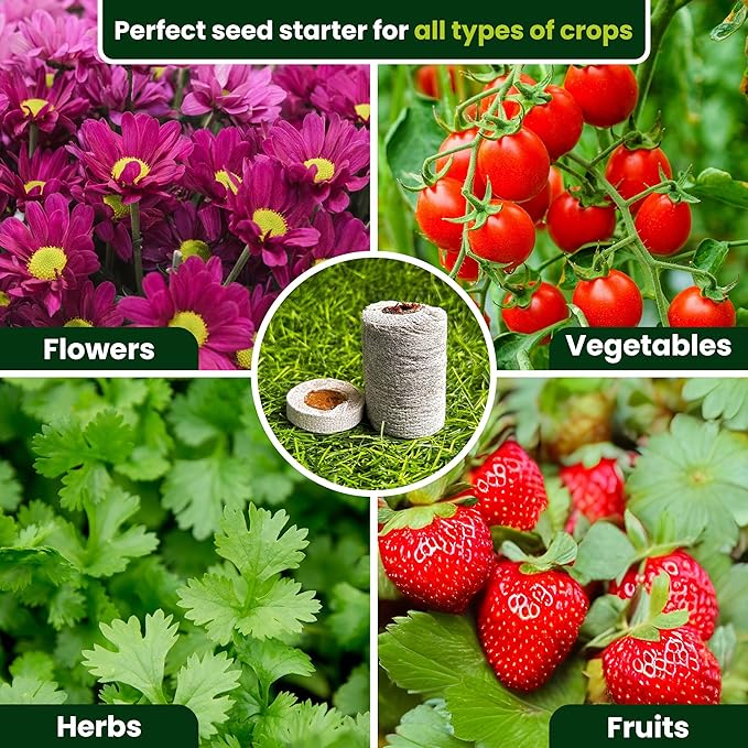 Gro-Med Organic Coco Coir Seed Starter Pellets NPK Enriched 100 Pcs, 35mm Perfect to Grow Herbs, Vegetables, Flowers Seedling, Compressed Coconut Coir Soil Plugs for Seed Germination - OMRI