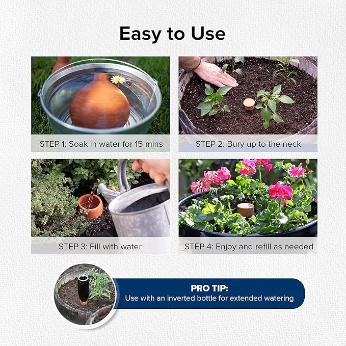 Olla Pot Classic Large – Sustainable Olla Watering Pot with Lid | Terracotta Self Watering Pot While on Vacation | The Olla Company