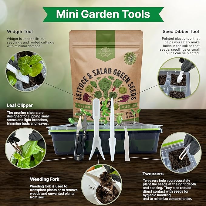 22 Lettuce & Salad Greens Seeds Variety Pack 24,700+ Non-GMO Heirloom Lettuce Seeds for Indoors & Outdoors Garden, Hydroponics, Aerogarden - Arugula, Kale, Spinach, Swiss Chard, Lettuce