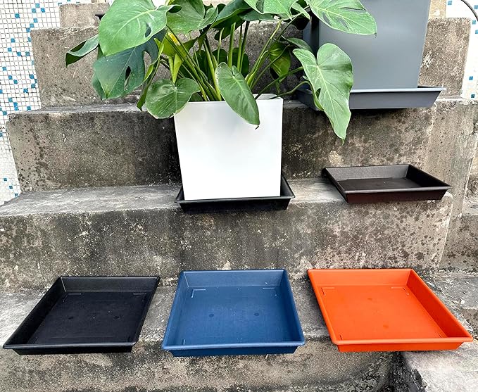 Square Plant Saucer 20 Inch 2 Pack, Large Plant Trays for Pots Heavy Duty Plastic Plant Saucers for Indoors Outdoors, Flower Pot No Holes Terracotta Plant Lover Gardening Gifts
