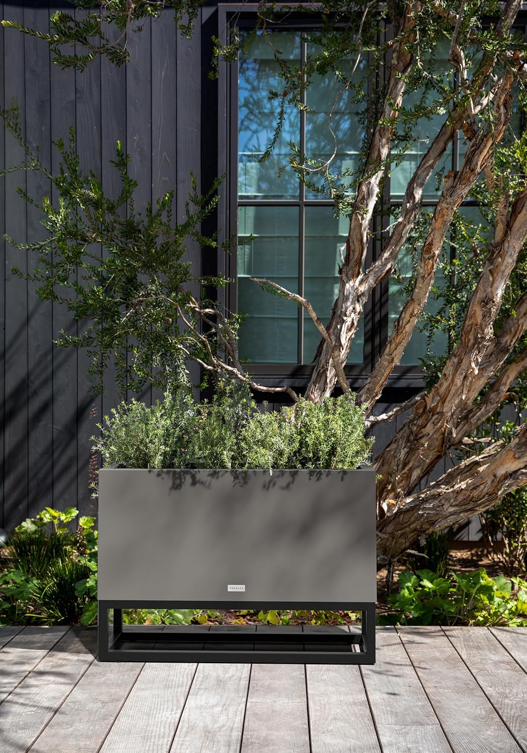 Veradek Block Series Raised Long Box Planter for Patio & Garden | Durable All-Weather Use with Aluminum Stand | Modern Décor for Herbs, Flowers