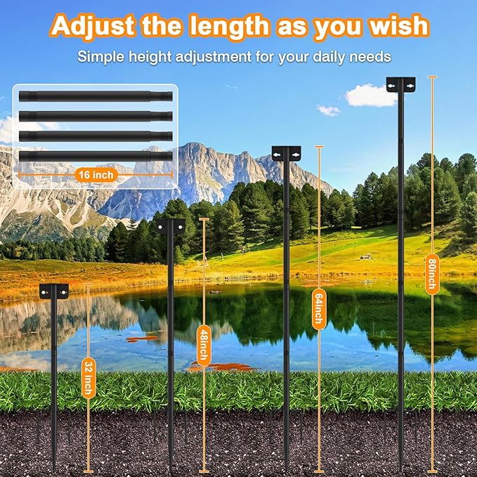 2 Pack 80 Inch Adjustable Bird Feeder Pole,Bird House Pole Suitable for Feeders & Birdhouse,Weather Station,Heavy-Duty Rustproof Design,Enhance Outdoor Decor & Birdwatching Experience