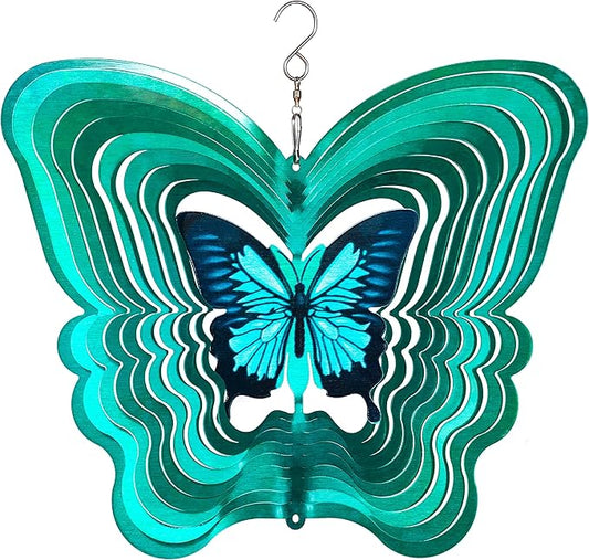 Butterfly Wind Spinners for Yard and Garden, Metal Butterfly Ornaments for Garden Décor, Outdoor Wind Spinner, Butterfly Gifts, Outdoor Garden Decoration, 12 inch Butterfly Wall Décor by ISEO
