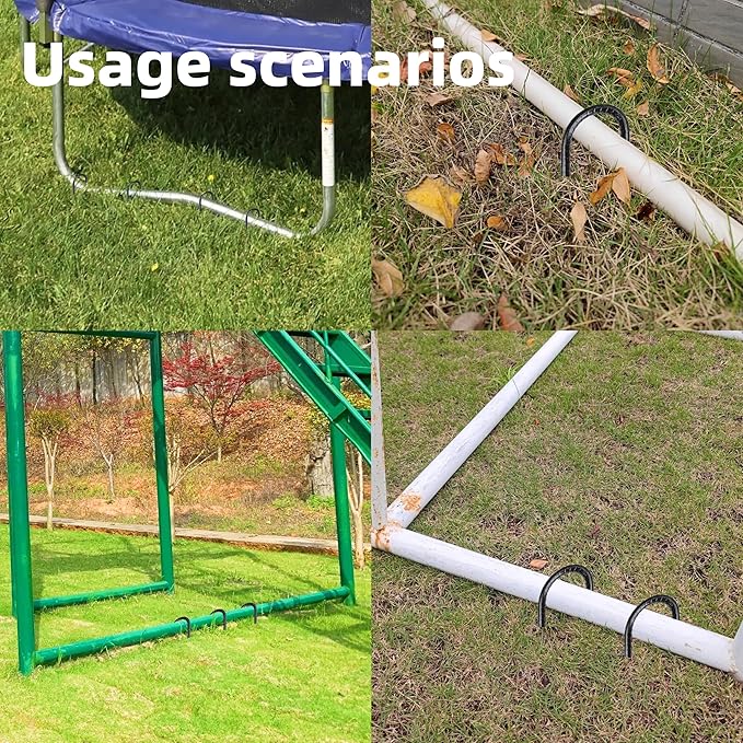 20 Pieces 12-Inch Garden Ground Stakes Galvanized Steel J Shape Hook Rebar Stakes - Heavy Duty Ground Anchors for Tents, Position Kits,Fences, and Trampolines