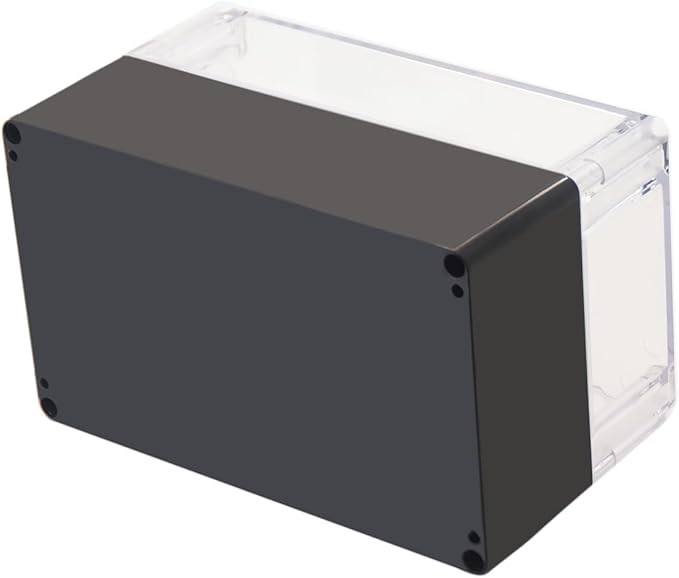 Project Box IP65 Waterproof Junction Box ABS Plastic Black Electrical Boxes DIY Electronic Project Case Power Enclosure Clear Cover 7.87"x4.72"x4.45"