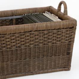 The Basket Lady Lift-Off Lid Wicker Storage Basket, Large, 24.5 in L x 18 in W x 17.5 in H, Antique Walnut Brown